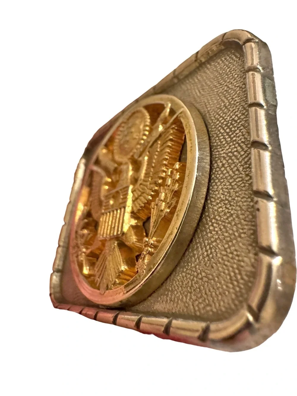 Vintage Great Seal of the United States US Army Eagle Gold Silver Belt Buckle